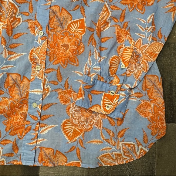 Talbots Orange and Blue Button Down Shirt size Medium - Picture 3 of 13